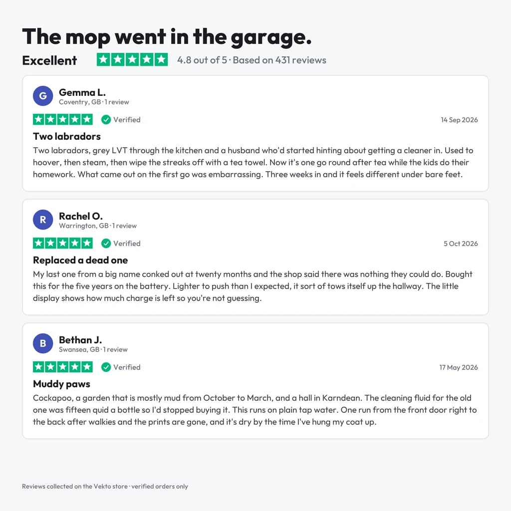 Rated 4.8 from 431 reviews, with short quotes from owners