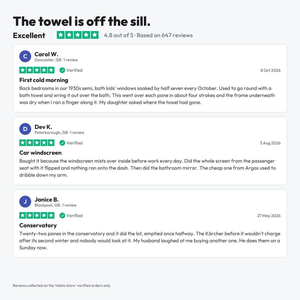 Rated 4.8 from 647 reviews, with short quotes from owners