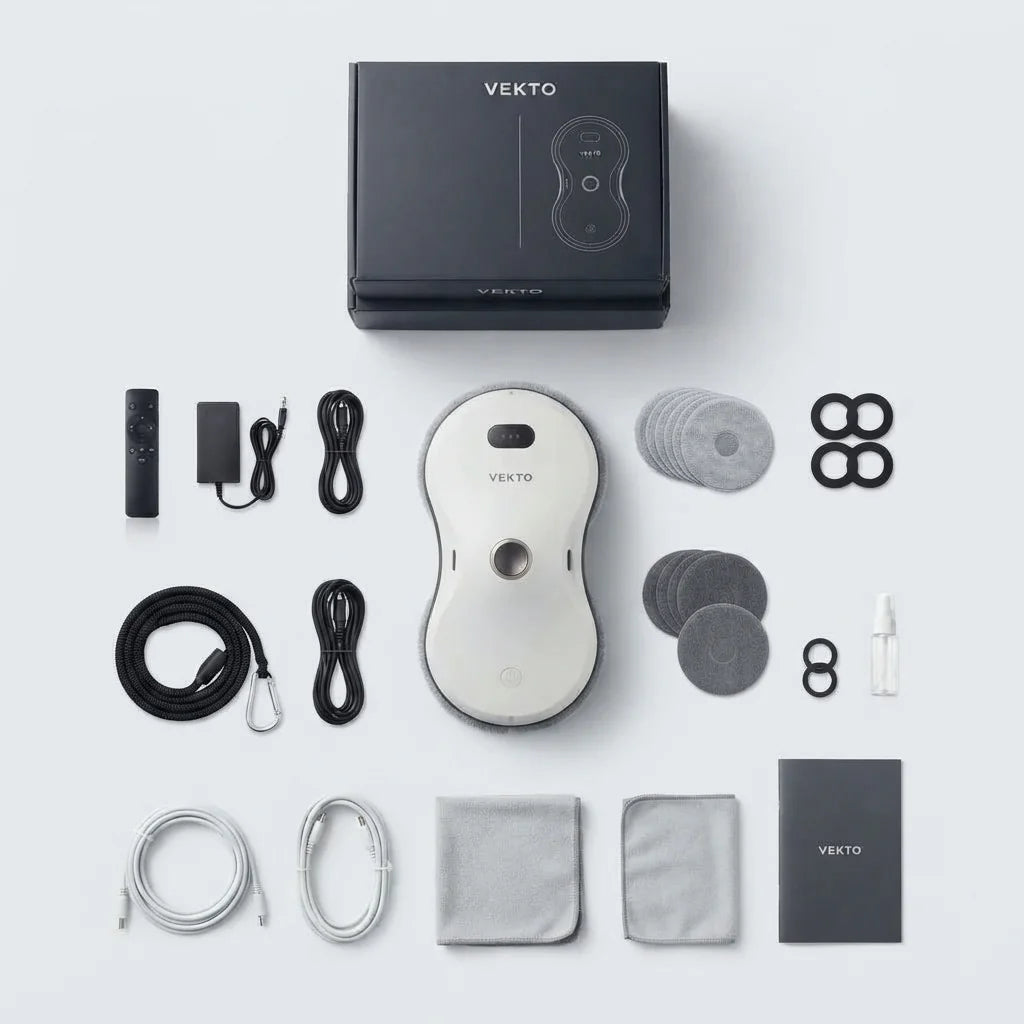 Tout le contenu du carton Robot Lave-Vitre Vekto